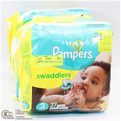 LOT OF 3 PAMPERS SWADDLERS SIZE 3 DIAPERS