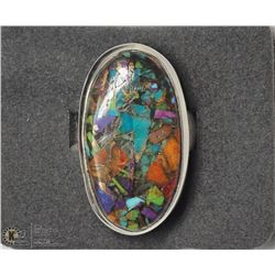 STERLING SILVER LARGE STONE RING SIZE 7.75