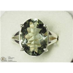 STERLING SILVER GREEN AMETHYST RING SIZE 8