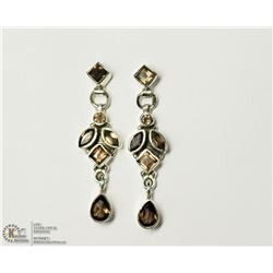 STERLING SILVER SMOKEY QUARTZ EARRINGS