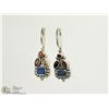 Image 1 : STERLING SILVER GARNET & LAPIS EARRINGS