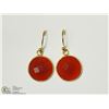 Image 1 : GOLD PLATED STERLING SILVER CARNELLIAN EARRINGS