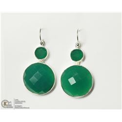 STERLING SILVER GREEN ONYX EARRINGS