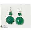 Image 1 : STERLING SILVER GREEN ONYX EARRINGS