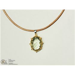 STERLING SILVER GREEN AMETHYST PENDANT WITH