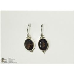 STERLING SILVER SMOKEY QUARTZ EARRINGS
