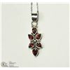 Image 1 : STERLING SILVER GARNET PENDANT WITH STERLING