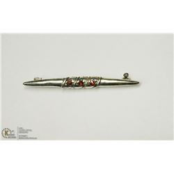 STERLING SILVER GARNET BROOCH