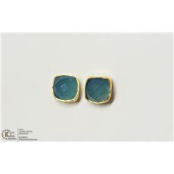 GOLD PLATED STERLING SILVER CHALCEDONY EARRINGS