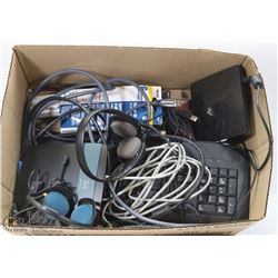 BOX OF ASSORTED COMPUTER ACCESSORIES, INCLUDES