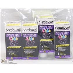 LOT OF 4 SAMBUCOL ANTI VIRAL FLU CARE FOR KIDS