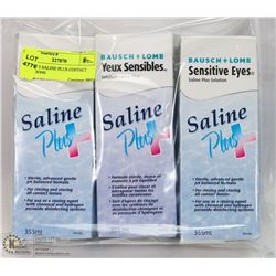LOT OF 3 SALINE PLUS CONTACT SOLUTIONS
