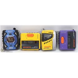 LOT OF 4 VINTAGE WALKMANS 3 SONY