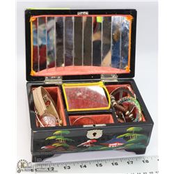 VINTAGE JAPANESE JEWELRY BOX WITH CONTENTS