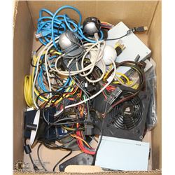 BOX OF ELECTRONICS INCLUDING WEB CAMS, PATCH