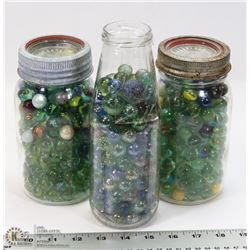 3 ESTATE JARS OF ASSORTED MARBLES
