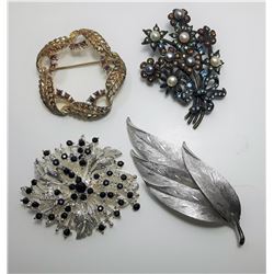 15 - LOT OF 4 VINTAGE BROOCHES