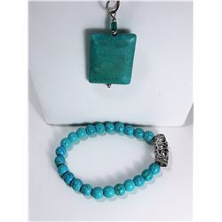 18 - SILVER TONE & TURQUOISE BRACELET