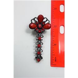 16 - SILVER TONE & RED KEY DESIGN
