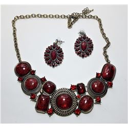 5 -CRANBERRY RED & GOLD TONE