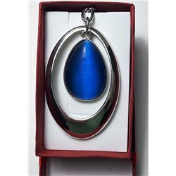 3 - SILVER TONE & BLUE CAT'S EYE PENDANT