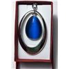 Image 1 : 3 - SILVER TONE & BLUE CAT'S EYE PENDANT