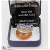 Image 1 : MURANO 3 TONE 24K GLASS RING 925 SILVER MADE IN