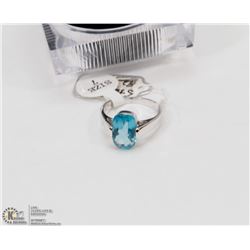 NEW STERLING 925 SILVER RING CUBIOC BLUE STONE