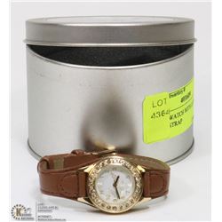 BROWN WATCH WITH LEAVES AND BROWN STRAP