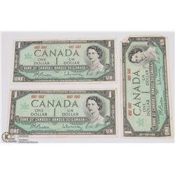 LOT OF 3 CANADIAN NO SERIAL NUMBER CENTENNIAL $1
