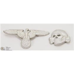 VINTAGE NAZI SS HAT PINS, MARKED ON THE BACK