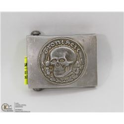 TOTENKOPF SS WWII BELT BUCKLE MARKED ON BACK RZM