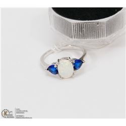 #47-TRIPLE FIRE OPAL & TOPAZ GEMSTONE RING