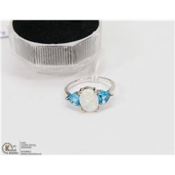 #48-TRIPLE FIRE OPAL & TOPAZ GEMSTONE RING