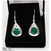 Image 1 : #26-NATURAL GREEN EMERALD EARRINGS