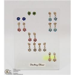9 PAIRS OF STERLING SILVER AND CRYSTAL EARRINGS
