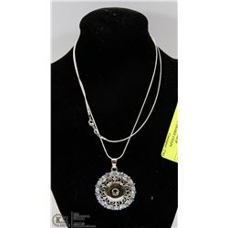 RHINESTONE WATER DROP PENDANT WITH SNAKE CHAIN