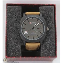CURREN WATCH WITH GENUINE LEATHER BROWN STRAP