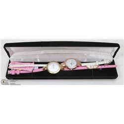 2PC KEZZIE YMHAE WATCH PINK & WHITE STRAP