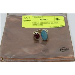 ADJUSTABLE STERLING SILVER RING WITH SEMI