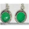 Image 1 : 24) STERLING SILVER GREEN AGATE EARRINGS