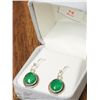 Image 2 : 24) STERLING SILVER GREEN AGATE EARRINGS