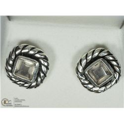 16) STERLING SILVER ROSE QUARTZ EARRINGS