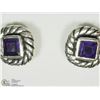 Image 1 : 10) STERLING SILVER AMETHYST EARRINGS