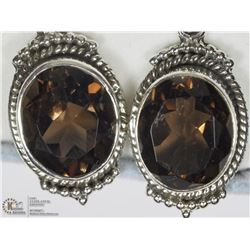 12) STERLING SILVER SMOKEY QUARTZ EARRINGS