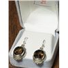 Image 2 : 12) STERLING SILVER SMOKEY QUARTZ EARRINGS