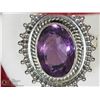 Image 1 : 9) STERLING SILVER LARGE AMETHYST RING SIZE 8.25