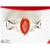 Image 1 : 33) STERLING SILVER RED AGATE RING SIZE 6.75