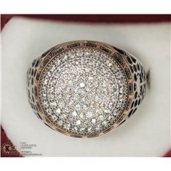 35) TWO TONED STERLING SILVER MEN'S RING SIZE 8.5