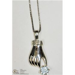 34) STERLING SILVER BLUE TOPAZ NECKLACE